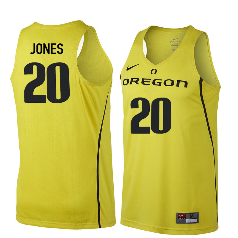 Men Oregon Ducks #20 Fred Jones College Basketball Jerseys Sale-Yellow